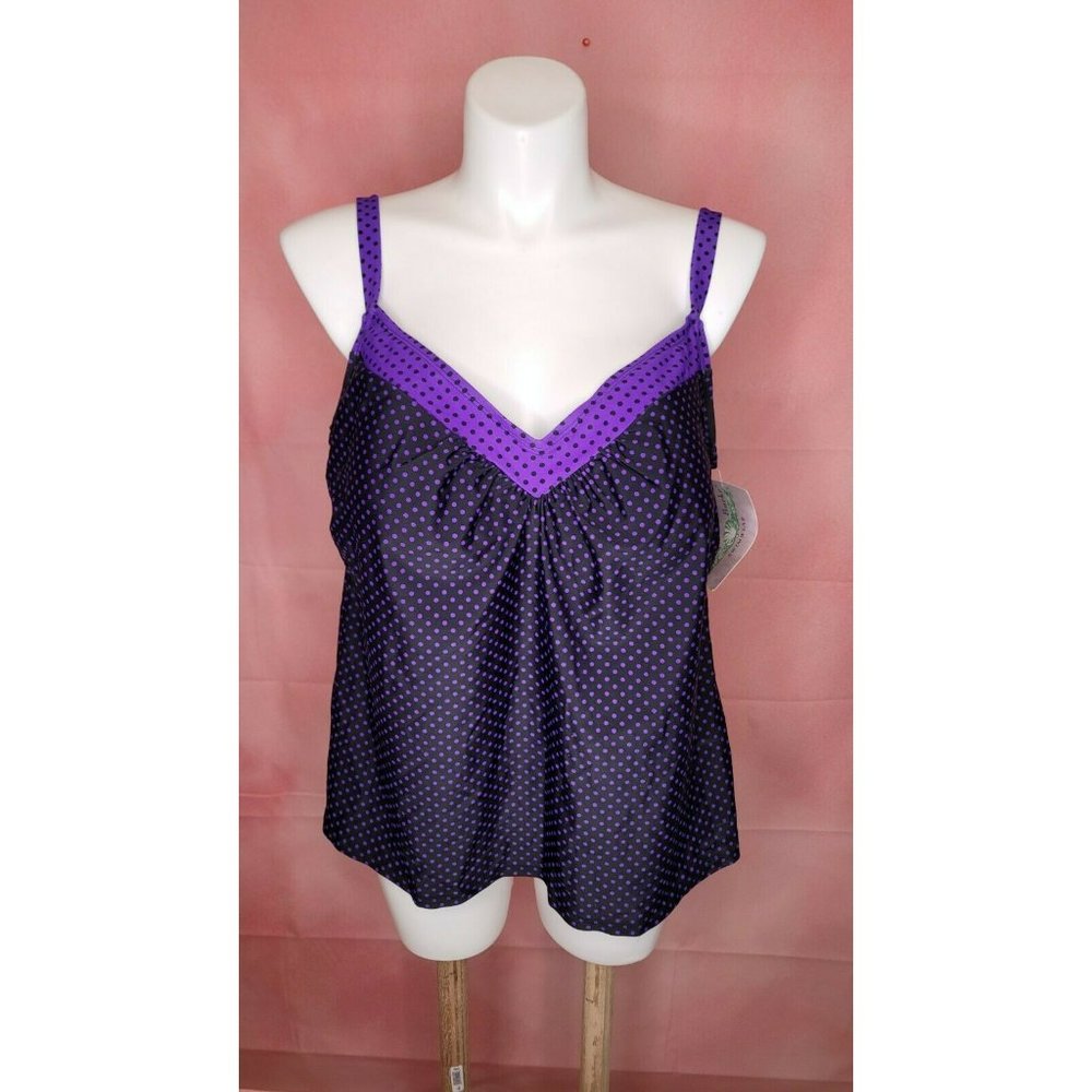 New Delta Burke Swimwear Tankini Sz 26W Polka Dot   NWT Purple